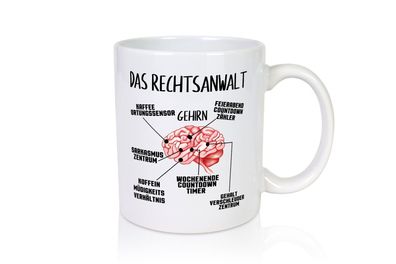 Das Rechtsanwalt Gehirn - Tasse Weiß