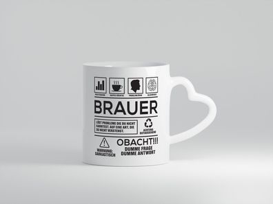 Achtung Probleme Brauer | Bier Brauer | Brauerei - Herz Tasse Weiß