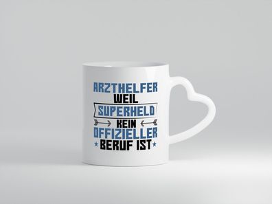 Superheld Arzthelfer | Fachangestellter Medizin - Herz Tasse Weiß