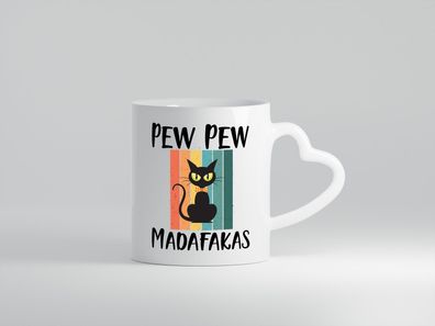 Pew Pew Madafakas! | Katze Tasse | Vintage Design - Herz Tasse Weiß