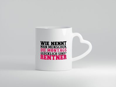 Glücklicher Rentner - Herz Tasse Weiß