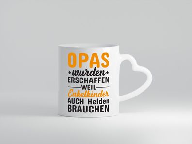 Opa Held | Spruch Tasse | Enkelkinder | Großvater - Herz Tasse Weiß