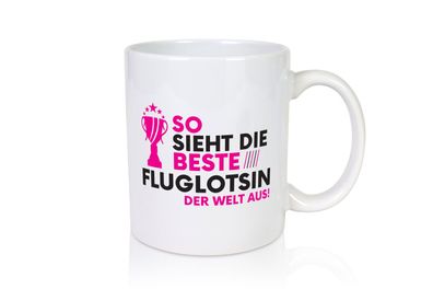 Die Weltbeste Fluglotsin | Flughafen | Flugverkehr - Tasse Weiß