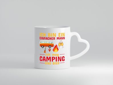 Ich mag Camping und Bier - Herz Tasse Weiß