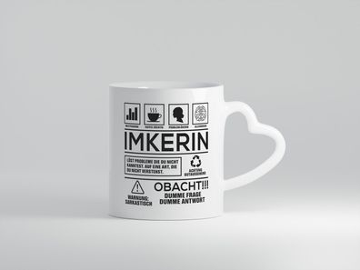 Achtung Probleme Imkerin | Imkerei - Herz Tasse Weiß