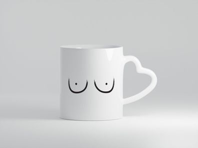 Brüste Motiv | Feministen Tasse | Frauen Witz | Humor - Herz Tasse Weiß