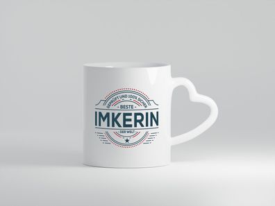 Geprüft und sicher: Imkerin | Imkerei - Herz Tasse Weiß