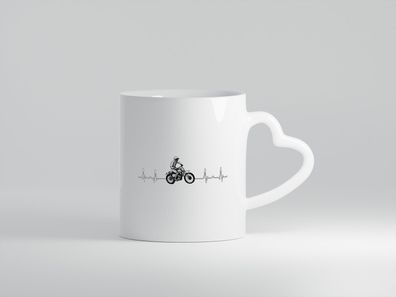 Motocross Herzschlag | Dirt Bike | Biker | Cross Rennen - Herz Tasse Weiß
