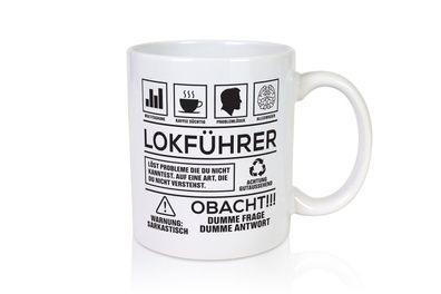 Achtung Probleme Lokführer | Zug | Beruf - Tasse Weiß