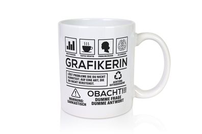 Achtung Probleme Grafikerin | Grafik Design | Grafikdesign - Tasse Weiß