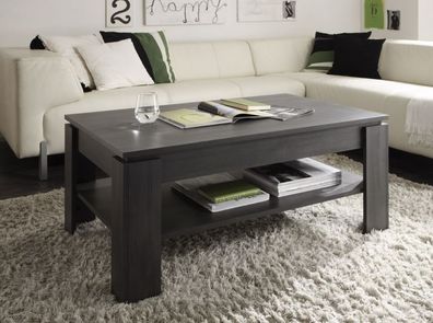 Couchtisch Wohnzimmer Tisch Esche grau Sofatisch mit Ablageboden 110 x 65 cm
