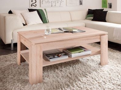 Couchtisch Wohnzimmertisch San Remo Eiche hell 110 cm mit Ablageboden