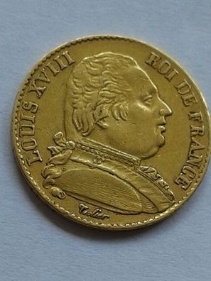 20 Francs 1815 B Frankreich 6,4g Gold König Ludwig XVIII. nur 1539 Exemplare -Rarität