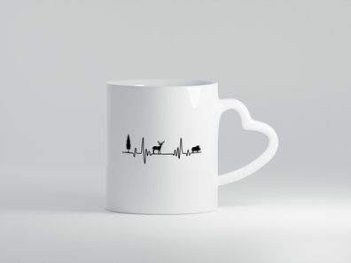 Jäger Herzschlag | Motiv Jagd | Rotwild | jagen - Herz Tasse Weiß