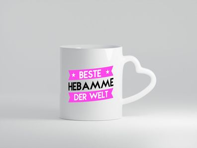 Beste Hebamme | Geburtshilfe - Herz Tasse Weiß