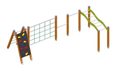 Spielplatz Balanceparcours Hängebrücke Trainingsgerät Barrenstange Abenteuerland