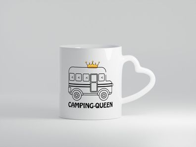 Camping Queen - Herz Tasse Weiß