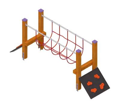 Spielplatz Spielbereich Balancierbrücke Schwebebalken Aktivplatz Wippbrücke