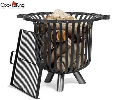 Feuerkorb Gartengrill Terassengrill mit Grillrost 44x44cm