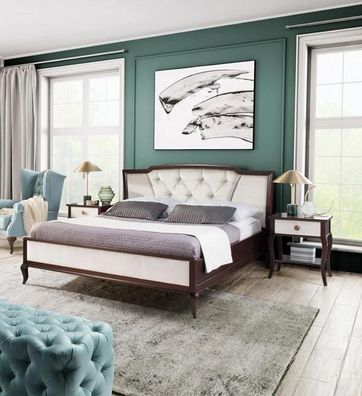 Luxuriöses Schlafzimmer Set Bett Komplett 2? Nachttische Stilvoller Holzmöbel