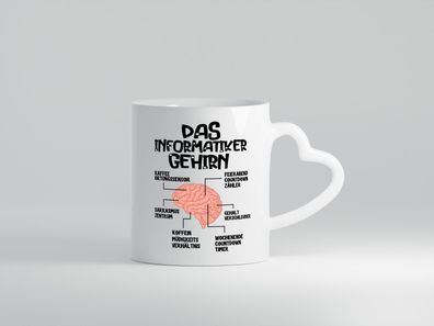 Das Informatiker Gehirn - Herz Tasse Weiß