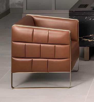 Büro Ohrensessel Sessel Polster Fernseh Modern Braun Büro Couch Leder Sessel Neu
