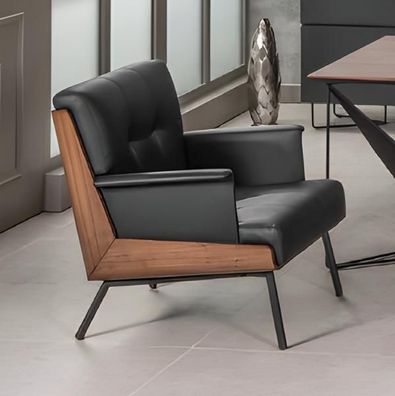 Sessel Leder Polster Drehbar Büro Stühle Möbel Büro Sessel Leder Schwarz Neu