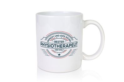 Geprüft und sicher: Physiotherapeut - Tasse Weiß