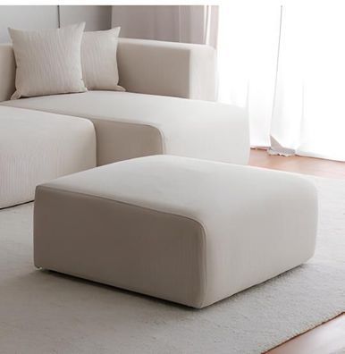 Hocker Fußhocker Puff Ottomane Sitz Beige Stoff Wohnzimmer Sitzhocker