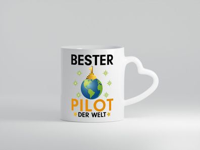 Welt Bester Pilot | Flugzeug | Piloten - Herz Tasse Weiß