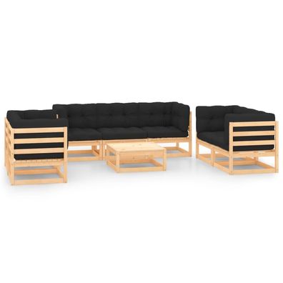 vidaXL 8-tlg. Garten-Lounge-Set mit Kissen Massivholz Kiefer
