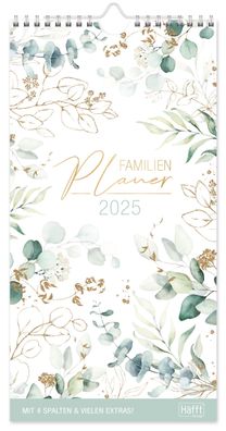 HÄFFT 8496-9 Wandkalender Familienplaner kompakt - 16,5 x 32,4 cm, 4 Spalten