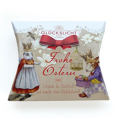 Fortunas Dein Glückslicht Frohe Ostern - Vintage - Geschenkbox Pappe mit Schleife