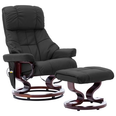 vidaXL Massagesessel Verstellbar Grau Kunstleder und Bugholz
