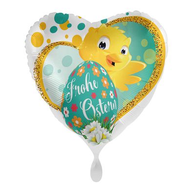 Osterballon Küken Herz Frohe Ostern Satin bunt 43 cm ungefüllt Ballongas geeignet