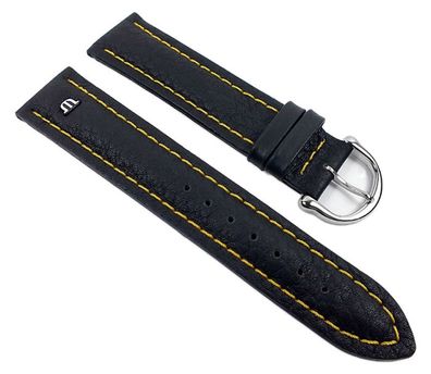 Maurice Lacroix Uhrarmband Leder Tiago Waterproof schwarz/Gelb 20mm