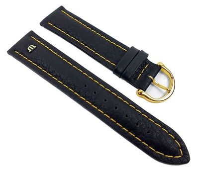 Maurice Lacroix Uhrarmband Leder Tiago Waterproof schwarz/Gelb 20mm