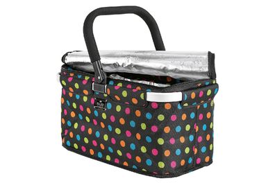 GENIUS Thermo Einkaufskorb Falko 25l 48x28x24cm schwarz mit bunten Punkten