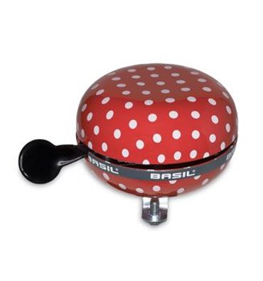 BASIL Zweiklang Fahrradklingel / Glocke Ding Dong Polkadot, rot mit weißen Punkten, X