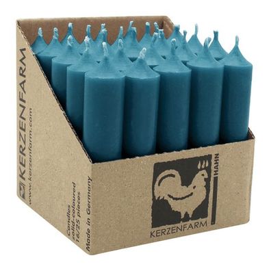 Stabkerzen aus Paraffin, 100/22 mm, Ozeanblau, Kerzenfarm HAHN, Brenndauer ca. 4h, 25