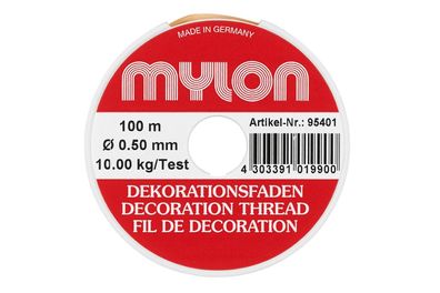 MYLON Dekorationsfaden 100m Ø0,5mm transparent auf Rolle
