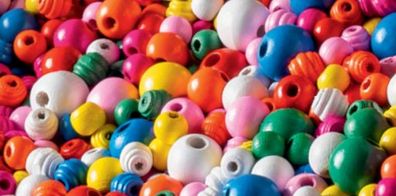 Jumbo Mix Holzperlen Bunt, 6 Farben, Ø 10 – 18 mm, 1 kg