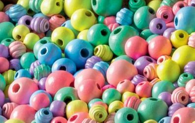 Jumbo Mix Holzperlen Pastell, 6 Farben, Ø 10 – 18 mm, 1 kg