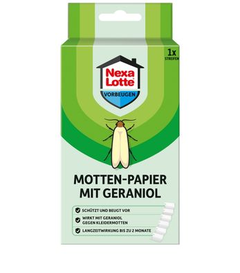 NEXA LOTTE® Motten-Papier mit Geraniol, 1 Streifen mit 12 Blätter