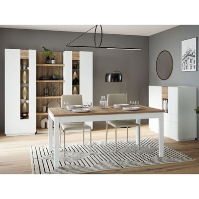 Esszimmer Levin 42 Secret Grey 5-teilig Vitrine Esstisch Regal LED