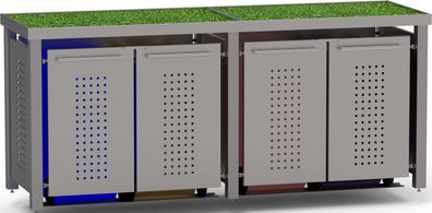 Müllbox Typ-EW, 4x 120l, Türfarbe Edelstahl F-Design - Edelstahl