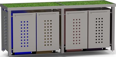 Mülltonnenbox Typ-EW, 4x 240l, Türfarbe Edelstahl Pflanzenwanne - Edel
