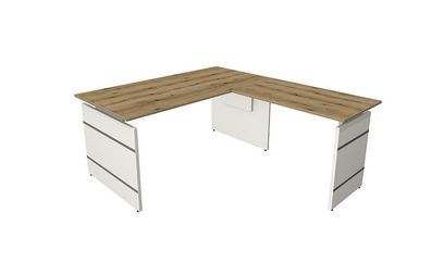 Kerkmann Schreibtisch Form 4 160x80x68-76 cm m. Anbautisch 100x60 cm Wangen-Gestell