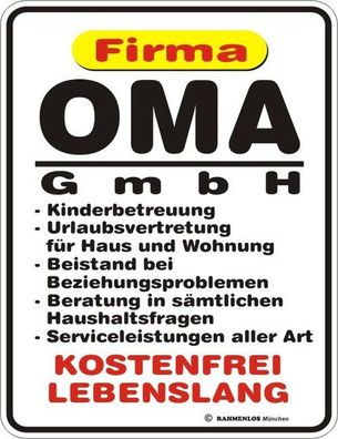 Rahmenlos® Blechschild 17 x 22, Firma Oma GmbH, Werbeschild Art. 3264