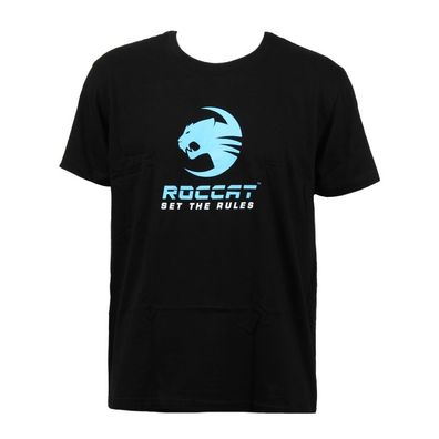 Roccat Gaming Baumwoll TShirt Slim FanArtikel hochwertiger Aufdruck Schwarz M